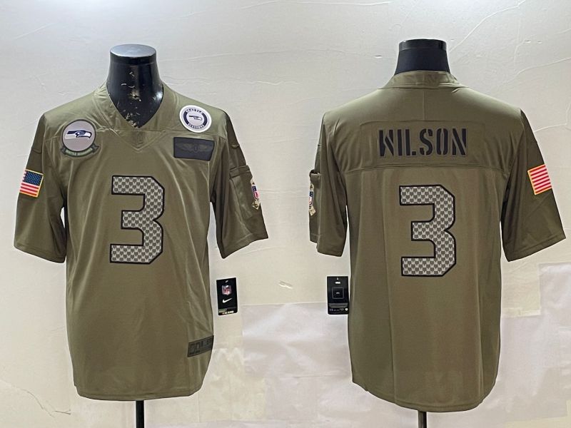 Men Seattle Seahawks #3 Wilson Green 2025 Nike Olive Salute To Service Limited NFL Jersey style 2->houston astros->MLB Jersey